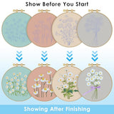 ERKOON 4 Set Embroidery Kit for Beginners, Cross Stitch Set Include Embroidery Cloth Hoops Threads for Craft Lover Hand Stitch with Embroidery Skill Techniques (Daisy)