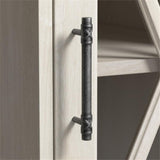 Bush Furniture Lennox Farmhouse Curio Cabinet with Glass Doors and Shelves in Linen White Oak | Tall 5 Shelf Display Case for Living Room or Home Office Bush Home