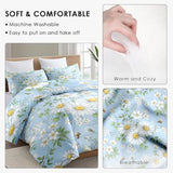 WeCozy Twin Size Comforter Set with Pillowcase, Wildflower Daisy Flower Floral Soft 2 Pcs Bedding for Kids and Adults Bedroom Bed Decor WeCozy