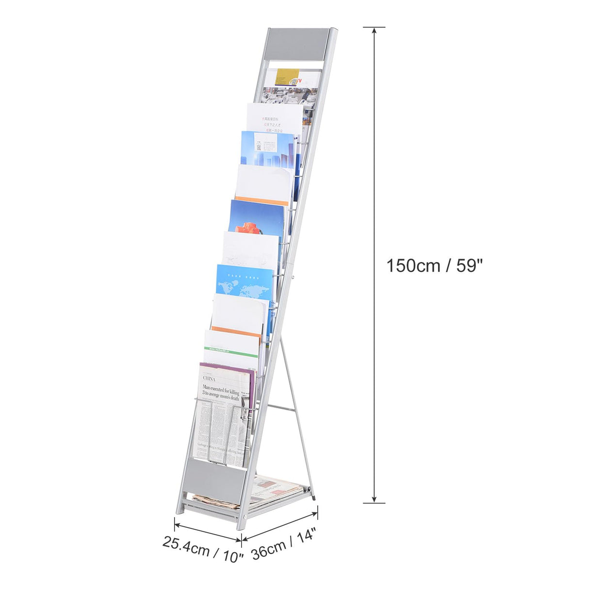 PATIKIL Detachable Magazine Display Racks Floor Standing 10 Layers Brochure Stand Catalog Literature Holder for Hotel, Exhibition, Office PATIKIL