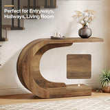 Tribesigns 43.3" Mid-Century Modern Console Table for Entryway, Wood C-Shaped Hallway Entry Accent Table for Living Room, Entrance, Foyer, Easy Assembly, Brown Tribesigns