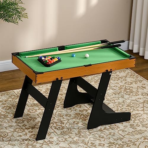 Soozier 38" Foldable Billiards Tabletop Game, Pool Table Set, Fun for The Whole Family with Easy Folding for Storage, Balls, Cues, Chalk, Brush for Game Room, Man Cave Soozier