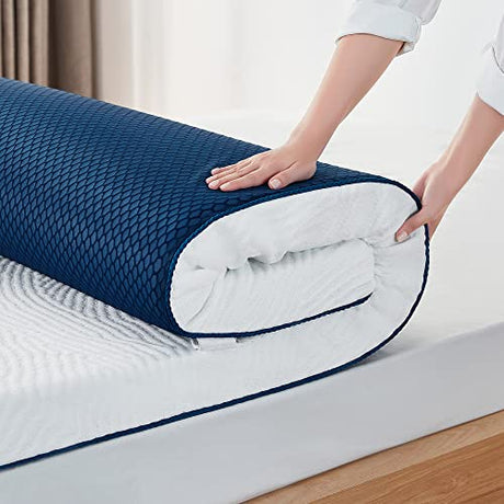 LINSY LIVING 3 Inches Twin Memory Foam Mattress Topper, Cooling Gel-Infused Swirl Memory Foam, Soft Bed Topper with Tencel™ Cover, CertiPUR-US and Oeko-TEX Certified, 74" L * 38" W * 3" H LINSY LIVING