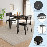 IDEALHOUSE 3-Piece Dining Table Set for 2 with Storage Rack, Wood Kitchen Table with Upholstered Chairs Set of 2, Small Square Table Set with Metal Legs Support, for Dining Room, Living Room, Black IDEALHOUSE