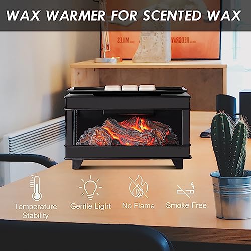 YSong Freestanding Fireplace Wax Warmer,Wax Warmer for Scented Wax,Electric Wax Melt Warmer,Full Metal Wax Melter,Wax Burner Fragrance Warmer for Home Office Gifts&Decor (Three-Sided Glass) YSong