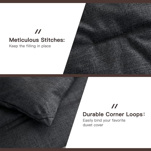 Litanika Queen Comforter Set Black White Grey - 3 Pieces Lightweight Summer Bedding Set, All Season Down Alternative Comforter (1 Comforter, 2 Pillowcases) Litanika