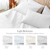 akkialla King/Cal King Quilt Bedding Set for All Seasons,Lightweight White Bedspreads King Size,Modern Style Microfiber Soft Floral Pattern Coverlet Set(1 Quilt,2 Pillow Shams) akkialla