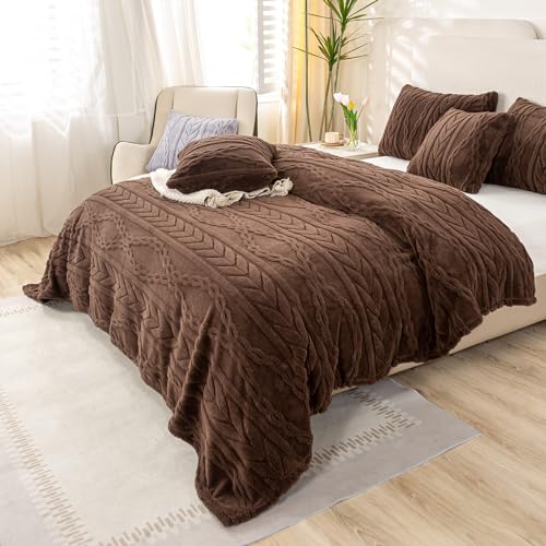YUSOKI Twin XL Blanket Single Layer,Weight(3.1lb),370GMS-3D Stylish Design for Gift Home Decor (Brown,65"x90") YUSOKI