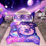 Feelyou Kids Cute Axolotl Comforter Set with Sheets Twin Size, Galaxy Planet Space 7 Pieces Bedding Set Boys Girls Cartoon Animal Bed in A Bag Dreamy Starry Teens Bed Set Bedroom Decor 7Pcs Feelyou
