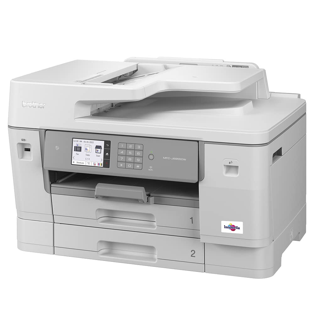 Brother MFC-J6955DW INKvestment Tank Color Inkjet All-in-One Printer with Wireless, Duplex Printing, 11” x 17” Scan Glass and Up to 1-Year of Ink in-Box,White