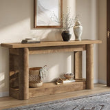 Tribesigns 63-Inch Farmhouse Console Table, 2-Tier Storage Sofa Table Behind The Couch, Narrow Long Entryway Furniture for Home Hallway, Entrance, Living Room, Brown Tribesigns
