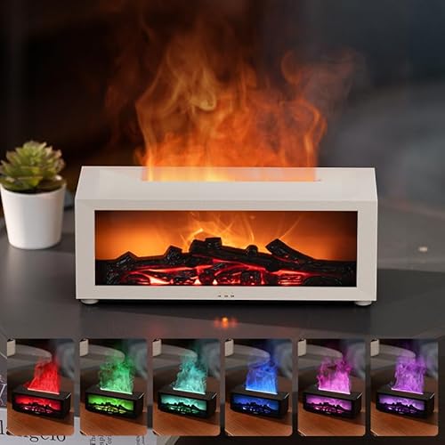 Essential Oil Diffuser, Fireplace Flame Oil Diffuser - Aromatherapy Aroma Humidifier, Upgrade 7 Flame Colors Noiseless 150ml Remote Control - Perfect for Bedroom Home Office (Fireplace Black) SENMUL