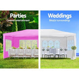 10' X 30' Outdoor Wedding Party Tent Pink Canopy Tent with 8 Removable Sidewalls, Heavy Duty Waterproof Gazebo Patio Shelter for BBQ Camping Party Cater Events Curtainboro