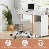 DUMOS Office Chair, Comfy Desk Chair Rolling Vanity Swivel Task Chairs with Wheels, Wide Seating Armless Height Adjustable Computer Chairs for Home,Bedroom,Student,Adults, Classic Grey DUMOS