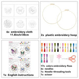 ORIGACH 6 Pack Butterfly & Flower Wreath Embroidery Kits for Beginners, DIY Starter Hand Embroidery Kit with Floral and Butterfly Patterns and Instructions for Adults Women Crafting