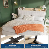 GarveeHome King Size Bed Frame with Storage Headboard, Upholstered Platform Beds with Drawers, Charging Station, Noise-Free, No Box Spring Needed, Easy Assembly, Beige GarveeHome