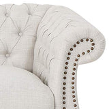 Christopher Knight Home Karen Traditional Chesterfield Loveseat Sofa, Beige and Dark Brown, 61.75 x 33.75 x 27.75 Christopher Knight Home