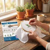 LEISURE ARTS Stamped Tea Towel with Perle Edge, Herb Garden, 2 Pack, 17x28 Inch, Percale Stamped Embroidery Fabric, DMC Anchor Coats Floss Guide
