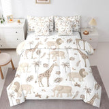 Feelyou Kids Jungle Animals Comforter Set Twin Size Elephant Lion Giraffe Bedding Sets Boys Teens African Safari Animal Bed in a Bag with 2 Pillowcases,Brown Feelyou