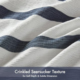 Madison Park Essentials Striped Comforter Set Queen Size, Yarn-Dyed Reversible Comforter with Minimalist Stripes, Crinkled Texture Bedding Set for All-Season Lightweight Warmth, Merritt Blue Madison Park