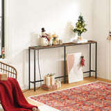 MAHANCRIS 63" Console Table with Power Outlet, Narrow Sofa Table, Industrial Entryway Table with USB Ports, Behind Couch for Entryway, Hallway, Foyer, Living Room, Bedroom, Rustic Brown CTHR16E01Z MAHANCRIS