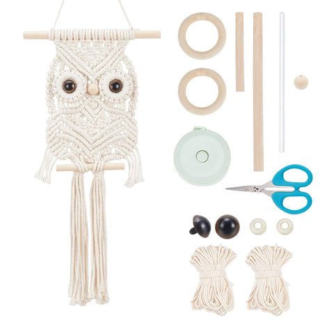 BEUNITONE Leisure Arts Macrame Kit for Beginners Owl Macrame Kit DIY Macrame Kit with Instructions Video Macrame Wall Hanging Supplies Dream Catcher Kit for Room Wall Decoration Easy to Install BEUNITONE