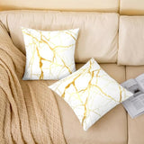 Castle Fairy Gold Marble Texture Throw Pillow Cover,Modern Luxury Style Cushion Cover 16"x16" for Boys Teens,Minimalist Art Golden Lines Pillowcase for Car RV,Abstract Room Decor,Single Pack Castle Fairy