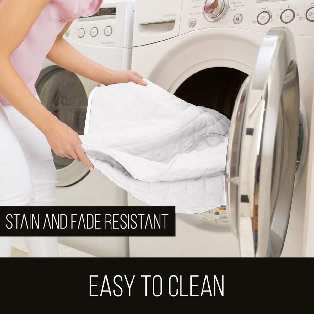 Sofa Shield Loveseat Slip Cover with Patented Strap, Large Cushion Protector, Reversible Stain and Dog Tear Resistant Slipcover, Quilted Microfiber 54” Seat, Washable Covers for Dogs Pets Kids, White Sofa Shield