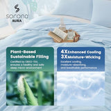 Amélie Home Waffle Cooling Comforter Queen Size, Q-Max 0.45 Reversible Lightweight Cooling Blanket for Hot Sleepers, Breathable Bedding for Night Sweats, 90"x90", Sky Blue Amélie Home