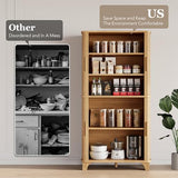 Decofy 69" Tall Kitchen Pantry Storage Cabinet with Sliding Door, Modern Curved Edge Pantry Storage Cabinet with 5 Shelves, Cupboard for The Kitchen, Dining Room, Bedroom, Living Room, Office (Oak) Decofy