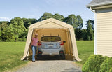 ShelterLogic 10' x 20' x 8' Peak Style Roof Instant Garage Carport Car Canopy with Steel Frame and Waterproof UV-Treated Cover, Sandstone ShelterLogic