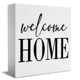Welcome Home Sign Home Decor Desk Decor Wooden Box Sign Rustic Black Wood White Plaque Box Sign for Women Family Friends Farmhouse Living Room Kitchen Bedroom Shelf Table Decoration HTBIG