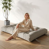 Furnify 6" Futon Mattress Queen Size, Futons Sofa Couch Bed with Straps, Thick Corduroy Fabric Floor Mattress for Adults, Foldable Mattress with Shredded Foam Filling (Frame Not Included), Beige Furnify