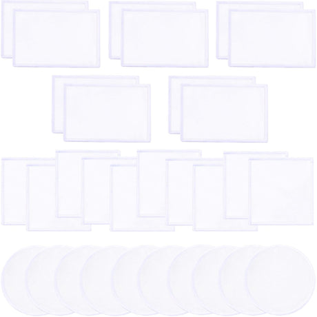 Gadjica 30 PCs Self Adhesive Sublimation Patches - Blank Patches to Custom Heat-transferable Tags for Moiblephone Cosmetic Bags Backpacks (White Border / 30PCs) Gadjica