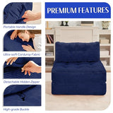 HABUTWAY Folding Sofa Bed, Convertible Sleeper Chair Bed w/Dual-Pillow & Handle, Foldable Floor Sofa Lounge w/Back Support for Living Room, Bedroom, Apartment, Office, Single, Navy Blue HABUTWAY