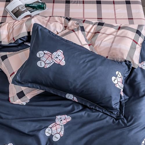 HALOZI Duvet Cover Set Twin Size Little Bear Luxury Soft Bedding Set Comforter Cover with Zipper Closure and Corner Ties (1 Duvet Cover+2 Pillowcases)(Twin（68X90） inch) HALOZI