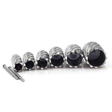 Annular Cutter Set 6pcs JESTUOUS 3/4 Inch Weldon Shank 2 Inches Cutting Depth 1 to 2 Cutting Diameter Two Flat HSS Slugger Bits for Drill Press with 2 Pilot Pins JESTUOUS