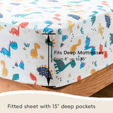 Bunnikins & Clover Kids Sheets Set Twin Size, Deep Pocket Twin Sheets Set Soft Printed Microfiber Dinosaur Toddler Bedding Set for Boys Girls Bunnikins & Clover