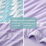 Cozy Bliss Seersucker Cooling Comforter Queen Size, Q-Max 0.45 Reversible Lightweight Cooling Blanket, Breathable Silk Smooth Summer Bedding Quilt for Hot Sleepers Night Sweats Purple Cozy Bliss