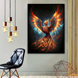 MOMDEDP Phoenix Diamond Art Kits for Adults,DIY 5D Fire Phoenix Diamond Painting Kits for Beginners, Round Full Drill Diamond Dots Paintings,Diamonds Pictures Gem Art Crafts Home Decor 16x12IN MOMDEDP