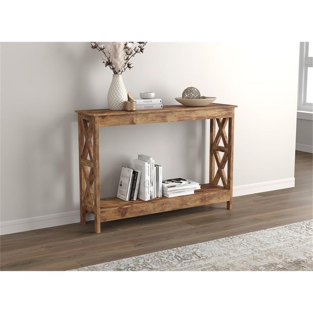 Safdie Console Table - Sturdy Rustic Console Tables for Entryway - Easy to Assemble - Narrow Entrance Table, Sofa Table, Entry Table, Hallway Table - Elegant Slim Farmhouse Window, Behind Couch Table Safdie