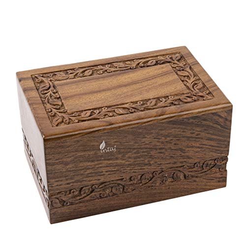 INTAJ INC Handmade Tree of Life Rosewood Cremation Urn for Human Ashes Adult - Large Keepsake Urn for Ashes,Dark Brown Wooden Funeral Urn Box INTAJ