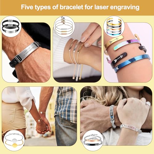 Vercleuim 161 Pcs Laser Engraving Materials kit, 20 types Jewelry Making Engraving Accessories Kit with Necklace, Bracelet, Ring, Keychain，Mental business card for Laser Engraver DIY Crafting Supplies vercleuim