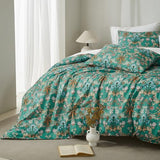 mixinni Farmhouse Boho Comforter Set Queen Size - 3 Piece Lightweight All Season Bedding Set with Fluffy Comforter & 2 Pillow Shams, Floral Botanical Design, Soft Breathable Microfiber mixinni