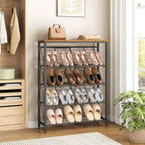 HOOBRO Shoe Rack, 5-Tier Narrow Slanted Shoe Storage Shelf, Slim Shoe Organizer for Front Door Entrance, Garage, Entryway, Holds up to 12-16 Pairs of Shoes, Rustic Brown and Black BF20XJ01 HOOBRO