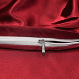 Satin Bedding Set King Wine Red Silk Like Satin Duvet Cover Set Luxury Soft Burgundy Comforter Cover Adults Bedroom Decor Chic Luxurious Silky Bedspread Cover Zipper (1 Duvet Cover + 2 Pillow Case) Feelyou