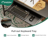 AODK 55 Inch Gaming Desk with Power Outlets & LED Light, Reversible Computer Desk with File Cabinet and Fabric Drawer, Office Desk with Keyboard Tray, Table with Full Monitor Riser and PC Stand, Black AODK