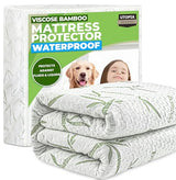 Utopia Bedding Waterproof Mattress Protector Queen Size Bed, Premium 200 GSM Bamboo Viscose Cooling Mattress Cover, Soft and Breathable, Fitted Style with 17 Inches Deep Stretchable Pockets Utopia Bedding