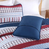 DJY Striped Quilt Set King Size, Red Blue Boho Striped Bedspread Coverlet Set 3 Pieces Lightweight Soft Microfiber Patchwork Quilt Bedding Set for All Season (104"x90") DJY