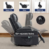 Brage Living Power Lift Recliner Chair for Elderly with Massage & Heat, 160° Adjustable PU Leather Electric Recliner with Remote, Cup Holders, Side Pockets, and Stand Assist for Living Room (Black)